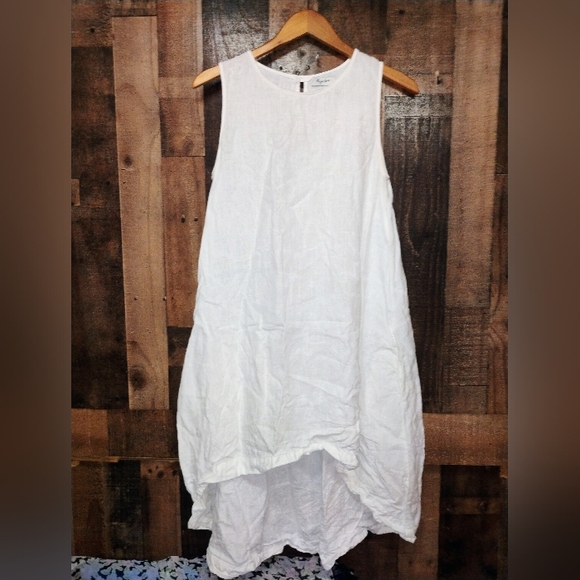 Magic Linen Dresses & Skirts - Magic Linen White Sleeveless Dress Hi Low Size Small Women's